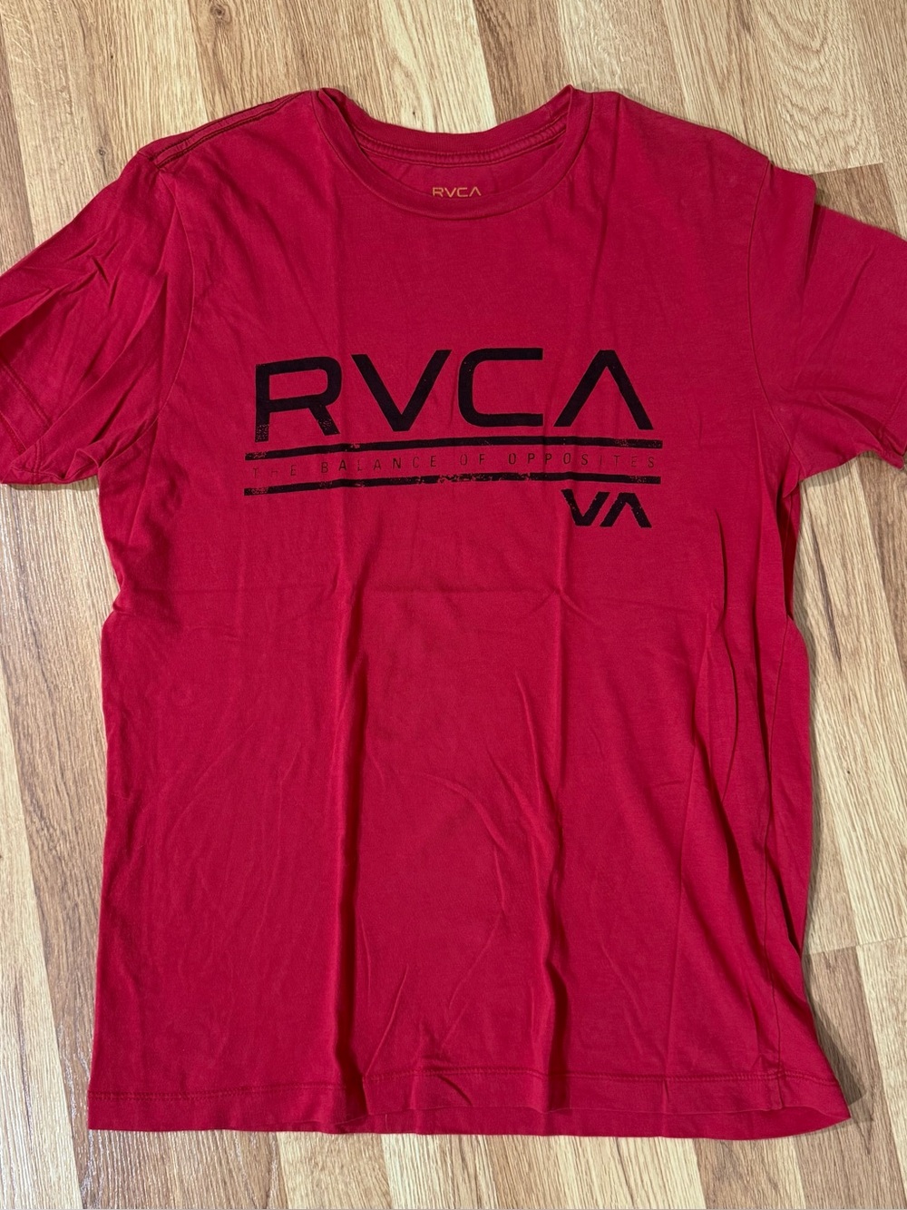 RVCA Red Short Sleeve Tee with Black Logo